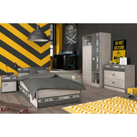 KINDERZIMMER Set 5-tlg Gamingtisch Bett 90 x 200 Kleiderschrank - Chromfarben/Eschefarben, Holz/Holzwerkstoff (160/182/52cm) - Parisot Meuble