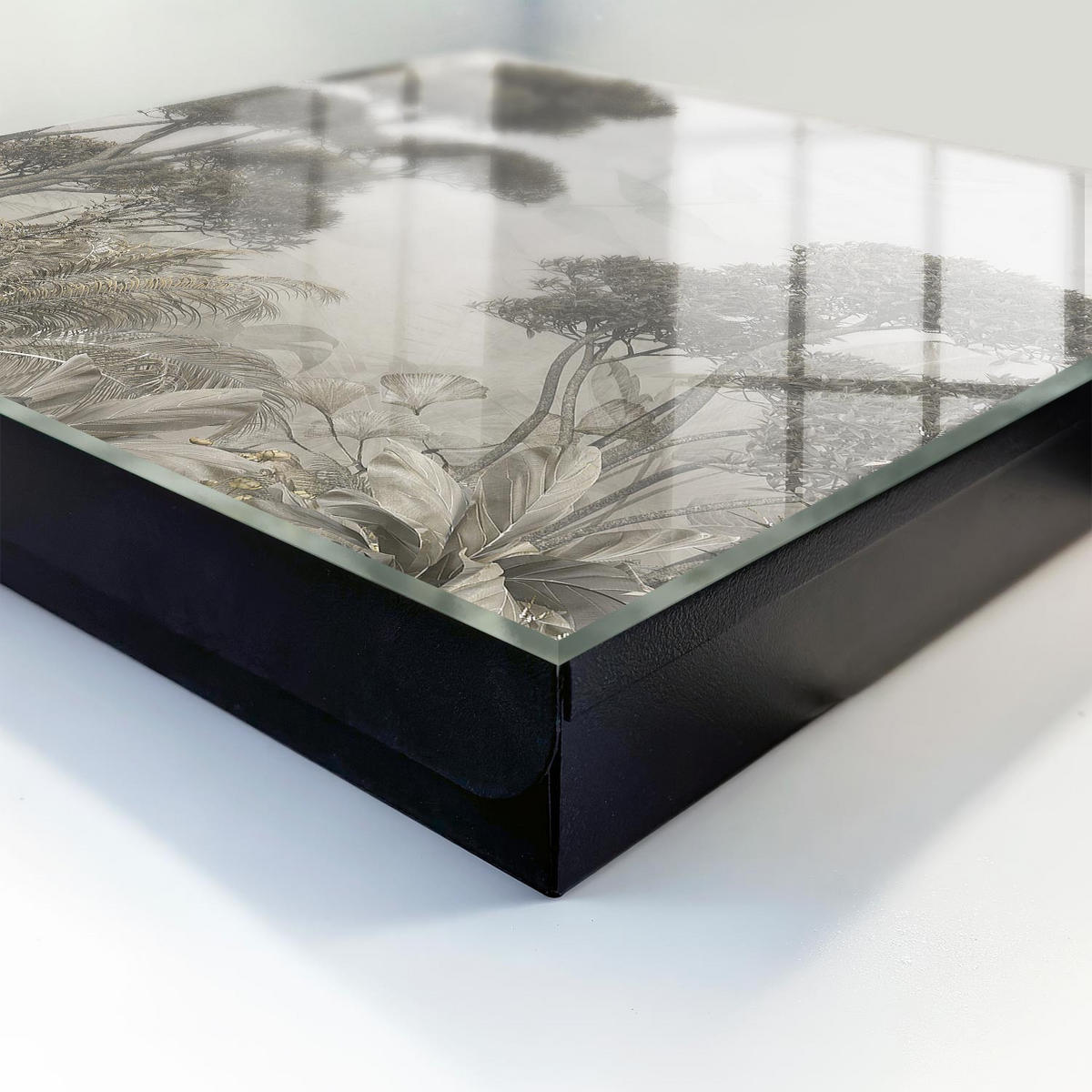 SCHLÜSSELBOX Schwarz 30x30 cm- Türöffnung nach rechts - Sinnliche Natur - Grau, Metall (30/30/5cm) - TULUP