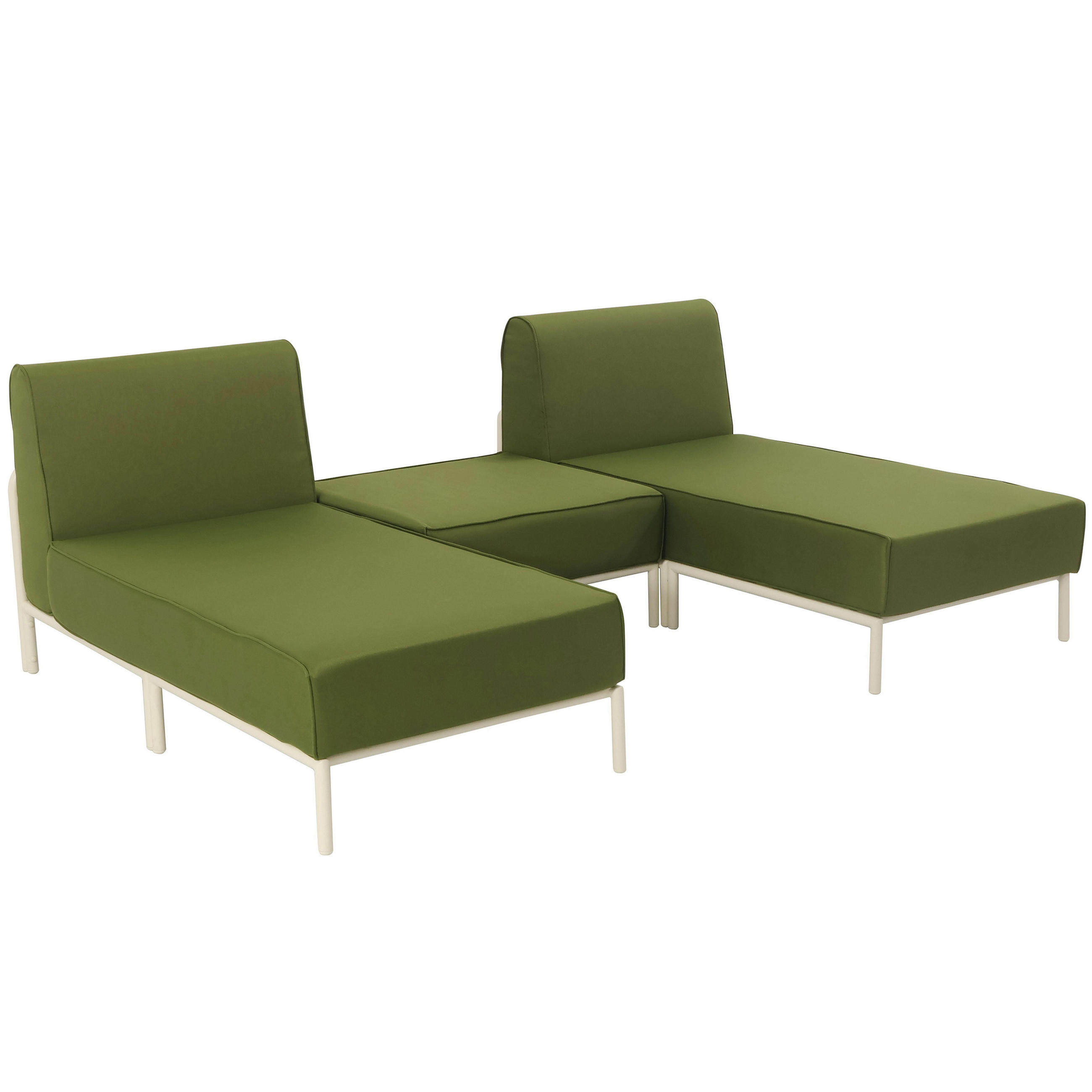 GARTENSOFA mit 3 Sitzplätzen, Khakigrün - Grün, Textil (128/78/144cm) - Oviala