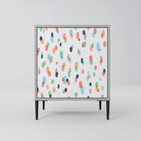 SIDEBOARD ENERGETIC SPOTS, Grau, 57,5x42x72,5 cm, Schwarze Metallfüße - Multicolor/Schwarz, Holzwerkstoff/Metall (57.5/72.5/42cm) - SpaceRebels