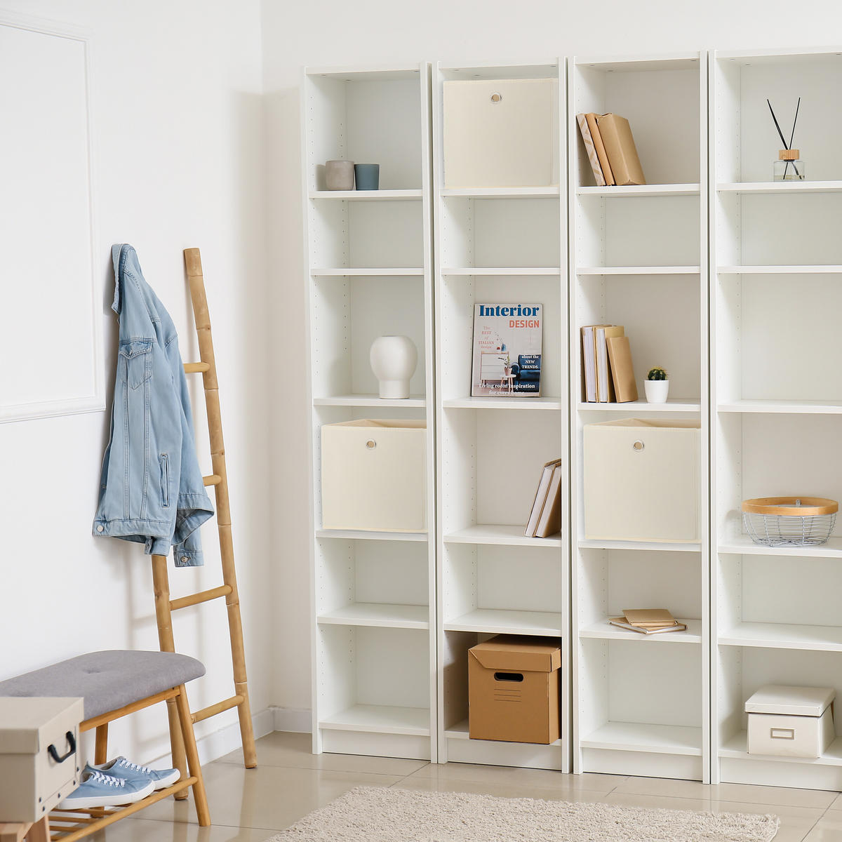 4XAUFBEWAHRUNGSBOX - Creme, Wellpappe/Textil (30/30/30cm) - Relaxdays