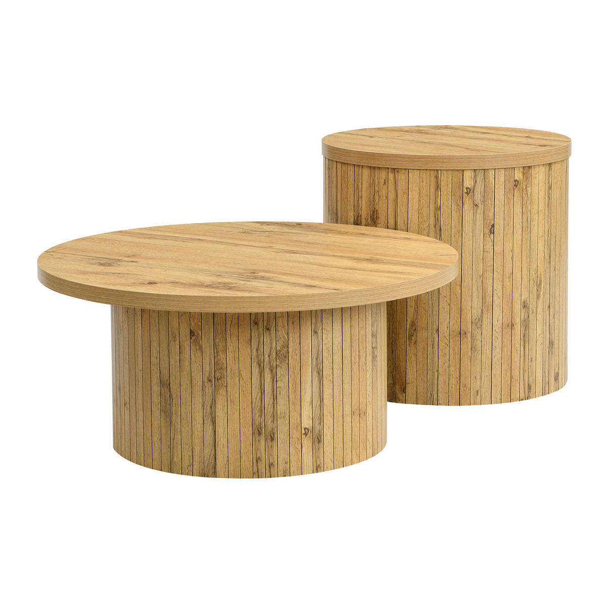 COUCHTISCH-SET 75/75/36 + 50/50/50,5 cm aus MDF, flexibel kombinierbar mit Stauraum in Naturholzoptik, Natur - Naturfarben, Holzwerkstoff (75/75/36cm) - Redom
