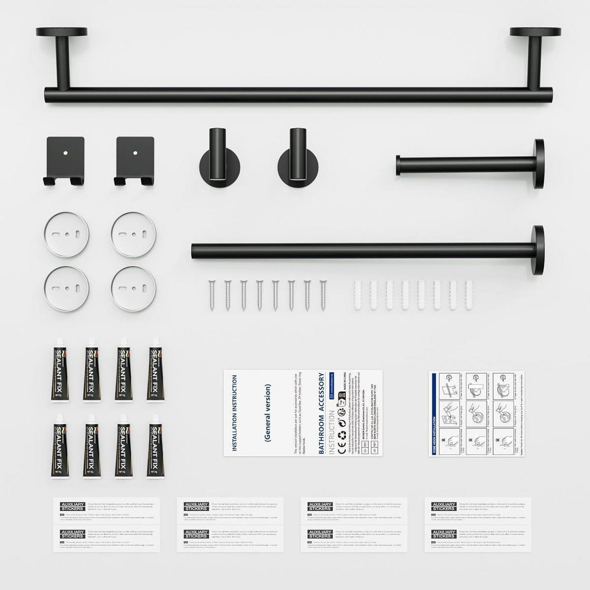 BADEZIMMER-SET 7-teilig Edelstahl Schwarz - Schwarz, Metall (7.5/66/15cm)