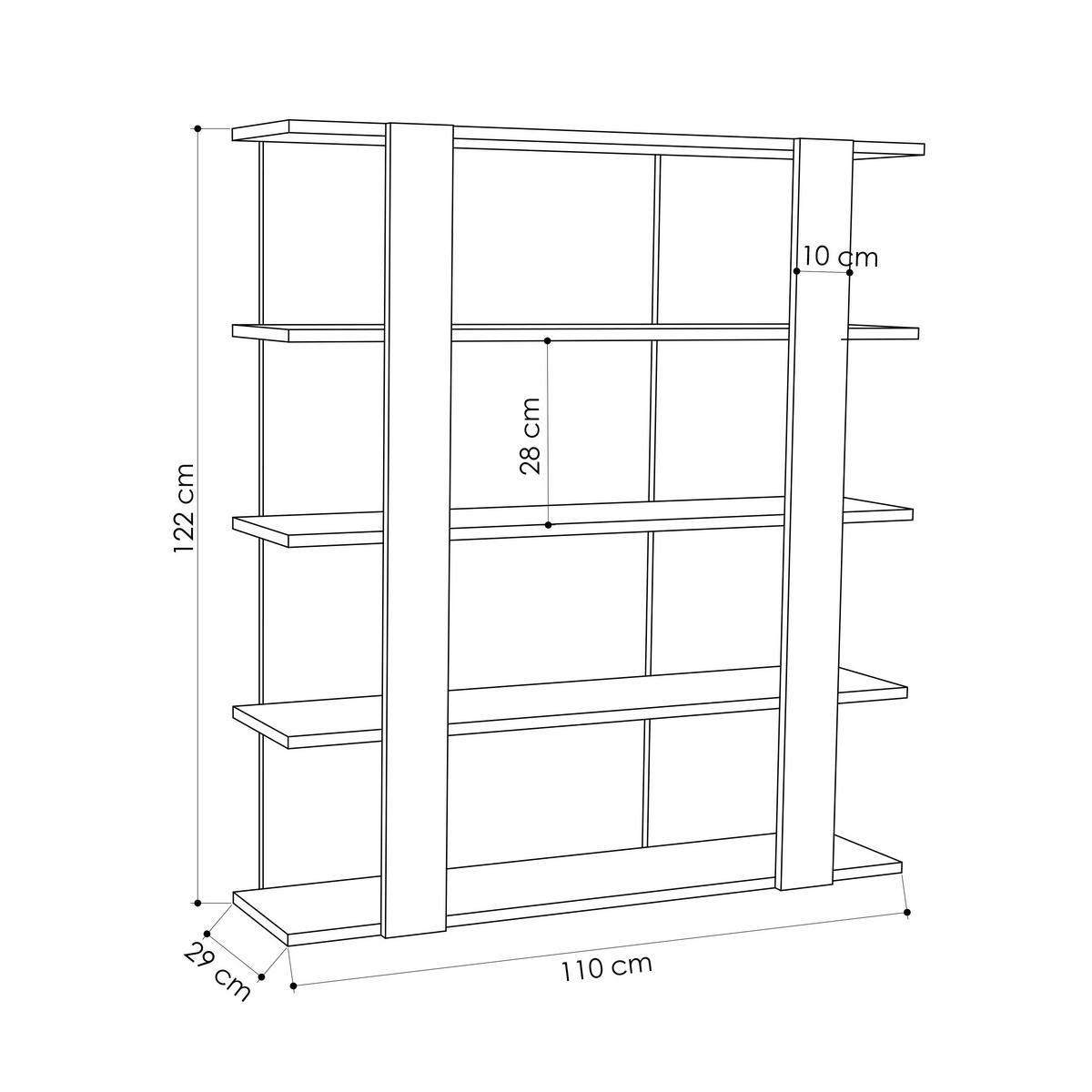 BÜCHERREGAL Tita Weiß 122/110/29 cm - Weiß, Holzwerkstoff (110/121.3/28.9cm) - Decortie