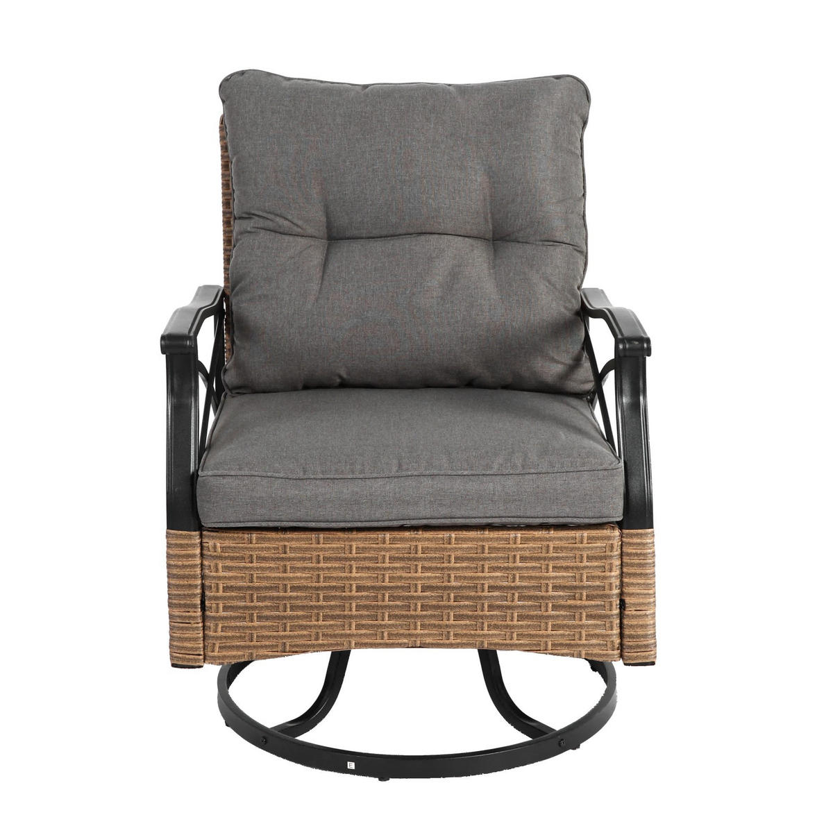 BALKONSET 3-teilig, PE-Rattan Schaukelstuhl, Grau - Grau, Metall - LVHOM