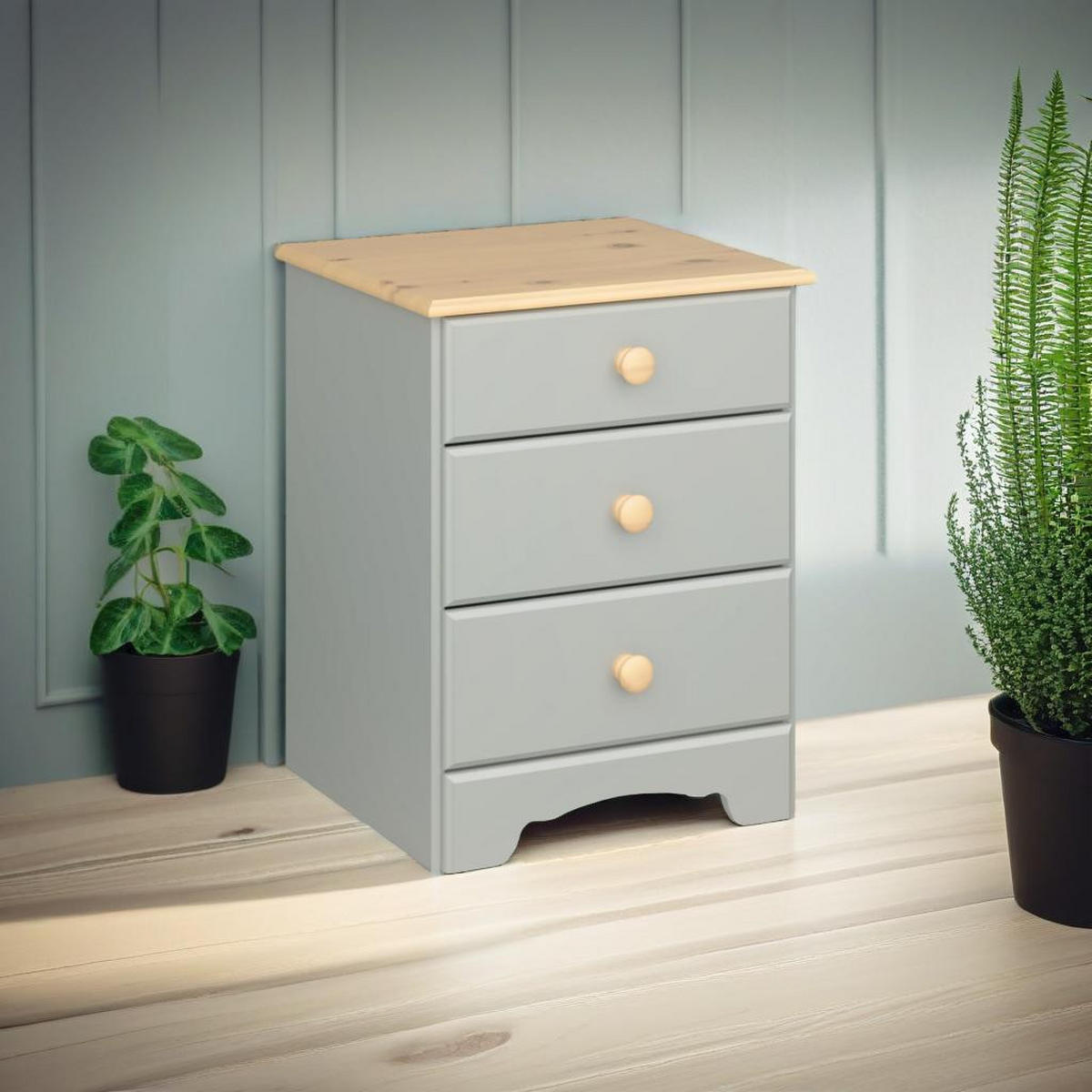 NACHTTISCH 2er-Set Nilon Grau 44/40/56 cm - Grau, Holz (44/56/40cm) - ebuy24