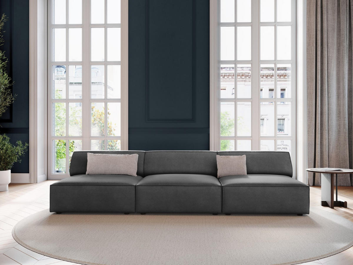 SOFA Jodie aus Samt grau 3 Sitzplätze - Grau, Textil (240/70/102cm) - Micadoni