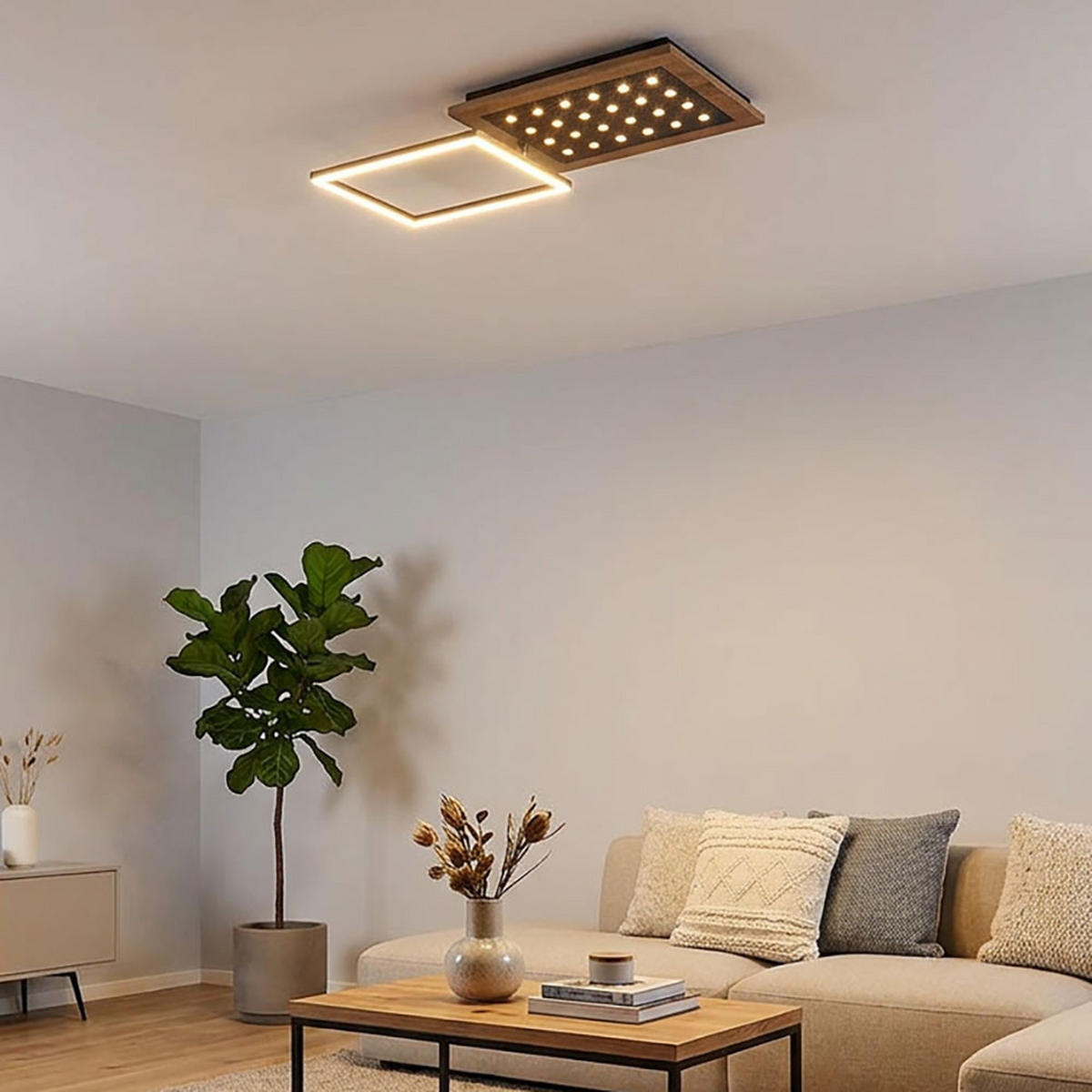 LED DECKENLEUCHTE JIMBO, Metall Braun, 3 Stufen, Memory - Braun, Metall (63.5/27/8.5cm) - Globo Lighting