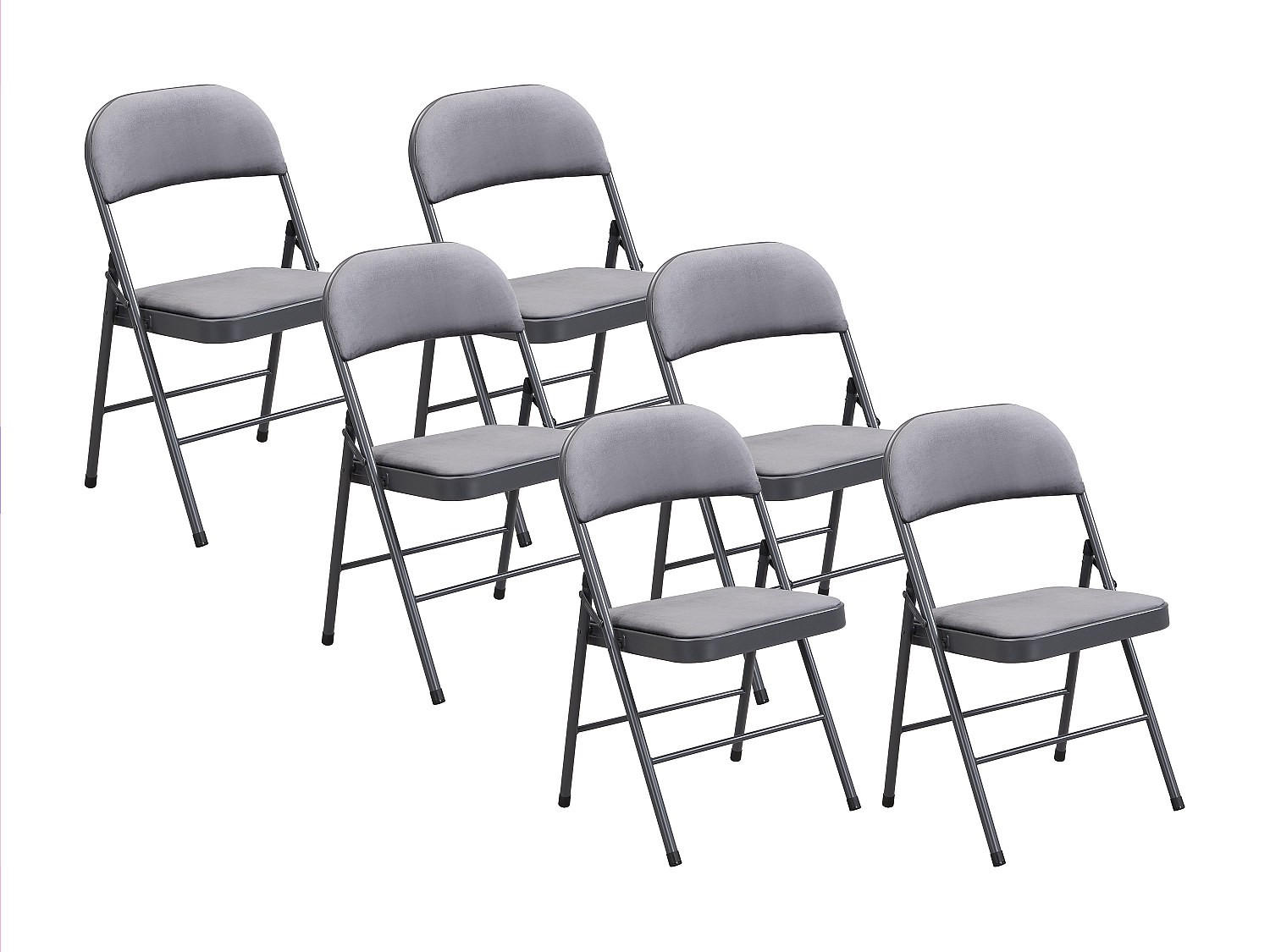 KLAPPSTUHL 6er-Set - Samt & Metall - Grau - ORTENSIA - Grau, Textil (46/79/49cm) - Vente-Unique