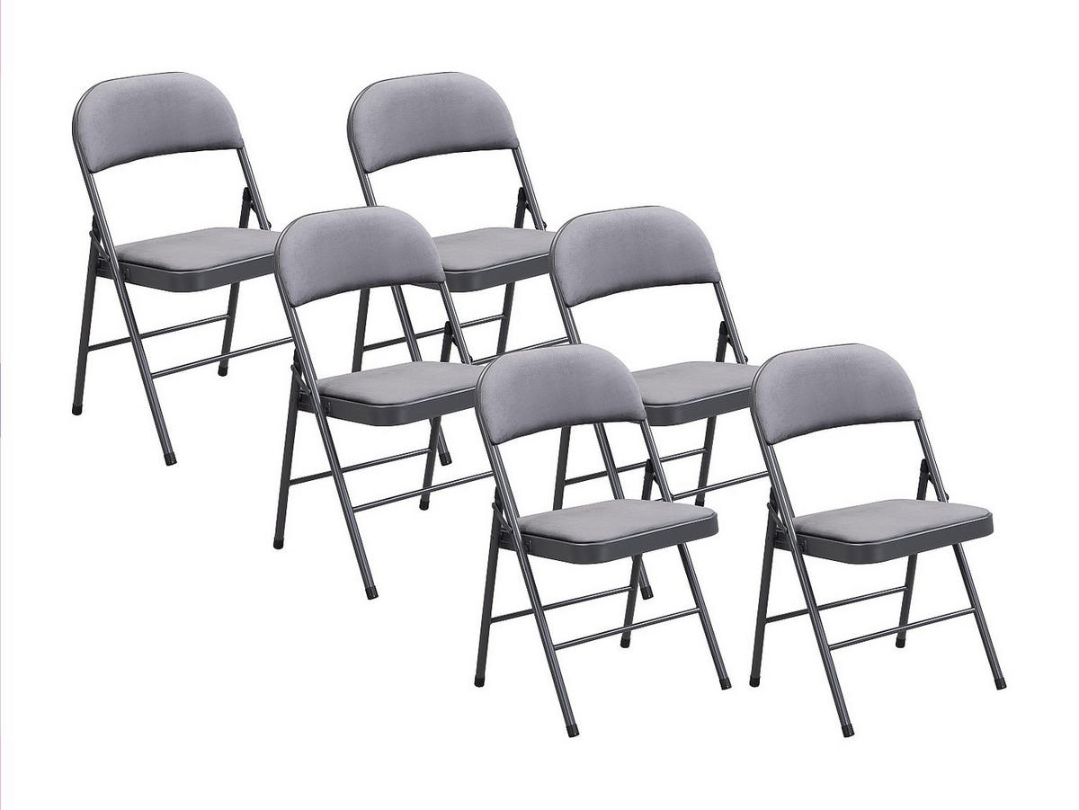 KLAPPSTUHL 6er-Set - Samt & Metall - Grau - ORTENSIA - Grau, Textil (46/79/49cm) - Vente-Unique