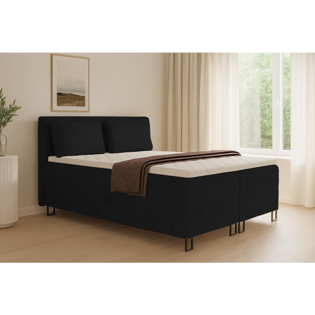 Thumbnail - Deine Möbel 24 Boxbett, Schwarz, Holz, Holzwerkstoff, Textil, H3, 180x200 cm, Schlafzimmer, Betten, Boxspringbetten