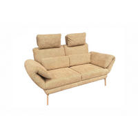SOFA HOLLY Gelb Flachgewebe - Gelb/Braun, Textil/Metall (176/90/92cm) - KAWOLA