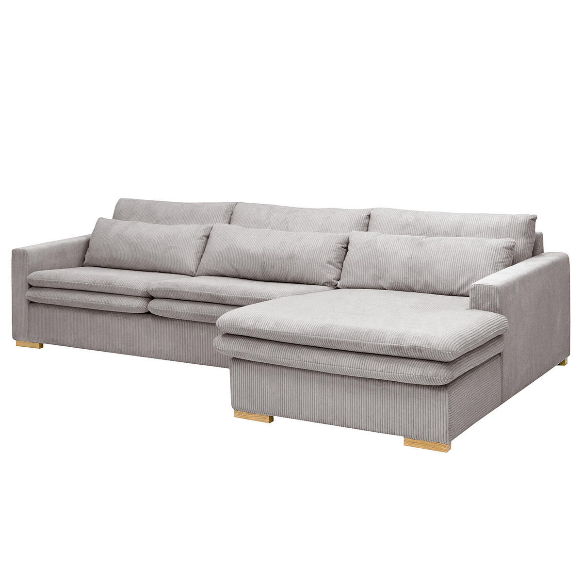 ECKSOFA mit Longchair - Hellgrau, Textil (299/164cm) - home24