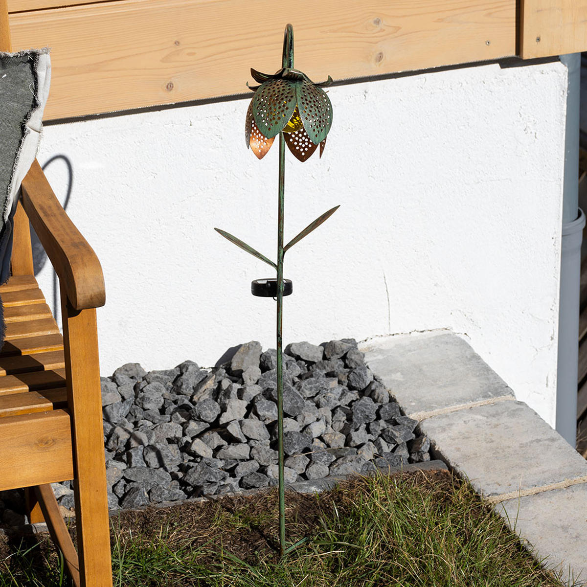 LED AUSSENLEUCHTE Blume Gold Crackle-Glas - Goldfarben, Glas (25/15/90cm) - Globo Lighting