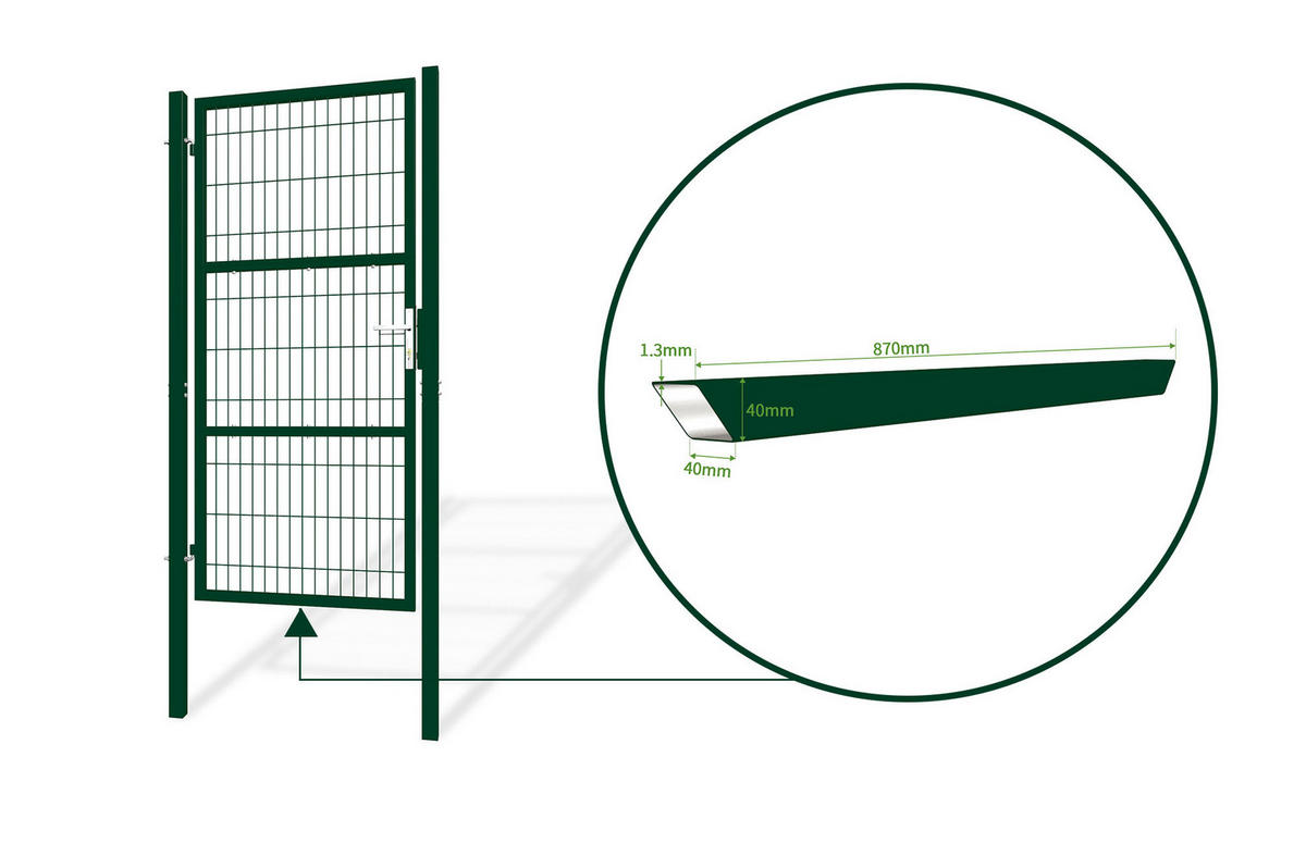 ZAUNTOR Razo grün 1m H.200cm Metall - Grün, Metall (106/206cm) - Casanoov