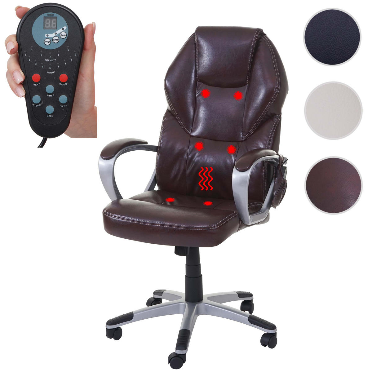 MASSAGE-BÜROSTUHL Rot - Rot, Textil (66/123/68cm) - Jamb