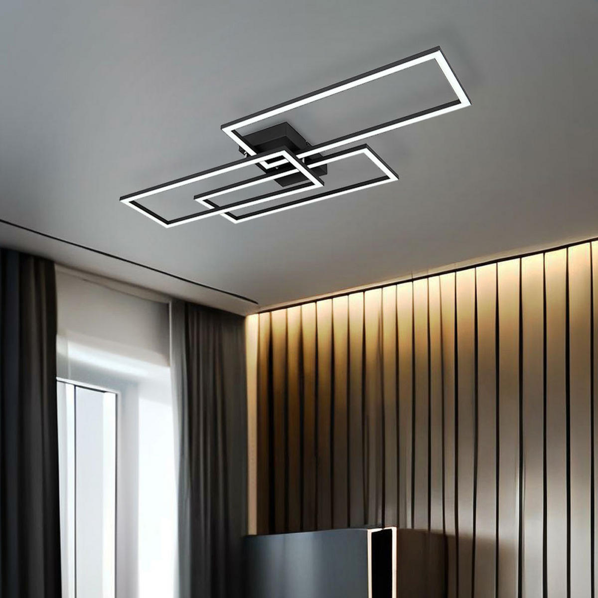 LED DECKENLEUCHTE Tiny Schwarz Metall - Schwarz, Metall (90/40/8cm) - Globo Lighting