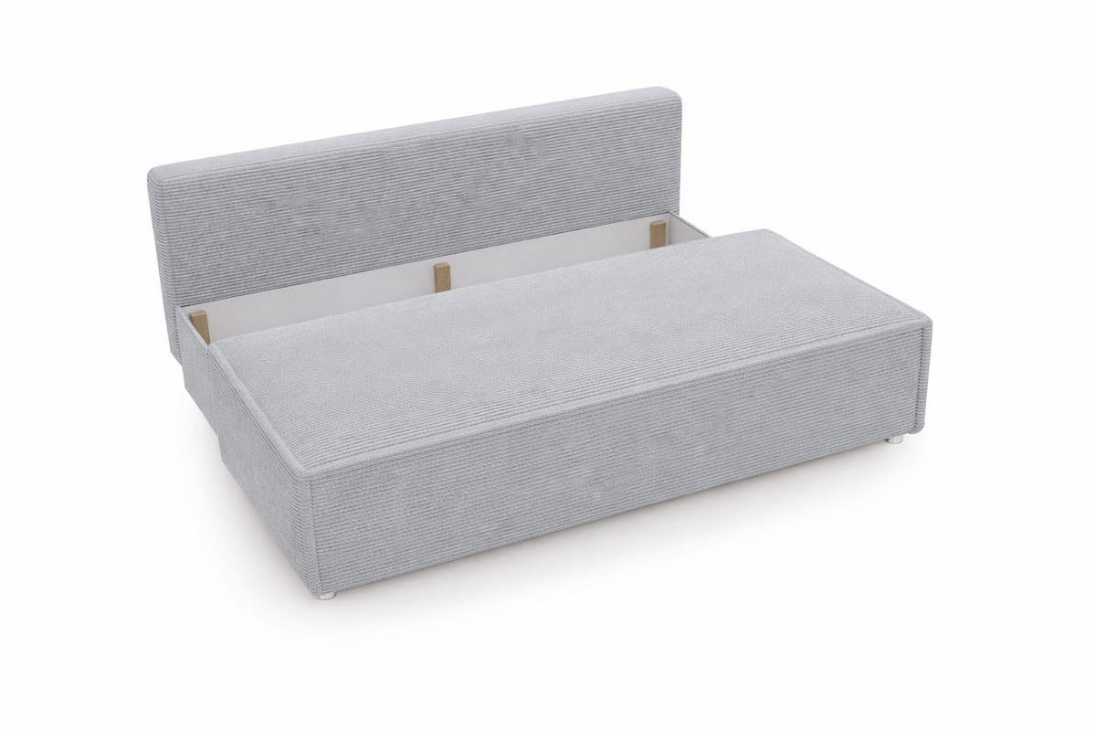 SCHLAFSOFA Mit Bettkasten DUO, Stoff Poso, Silber - Silberfarben, Holz (198/89/90cm) - Kaiser Möbel