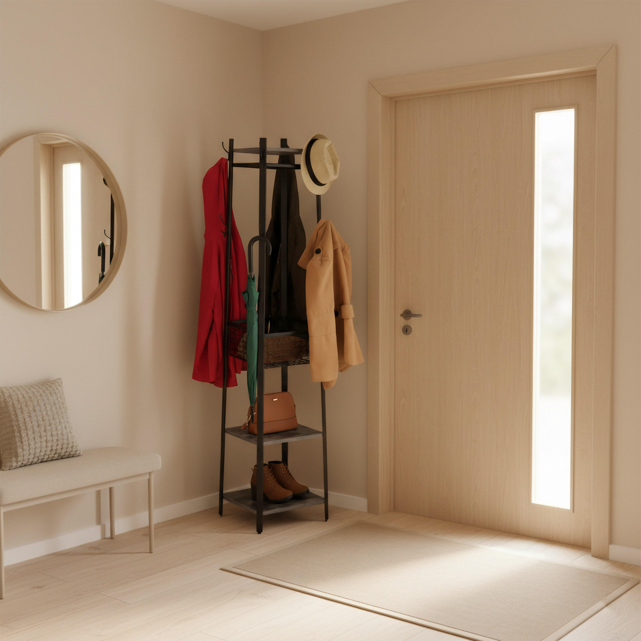 GARDEROBENSTÄNDER - Dunkelbraun, Holzwerkstoff/Metall (43/181/43cm) - Relaxdays