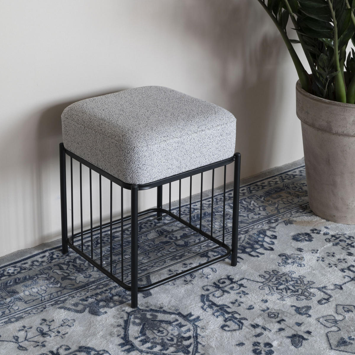 DESIGN-HOCKER - Heathergrau - Hellgrau/Grau, Textil (35/45/35cm) - Drawer