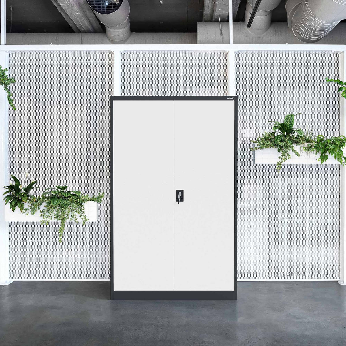 AKTENSCHRANK JAN II - Anthrazit/Weiß, Metall (115/185/40cm) - Jan Nowak