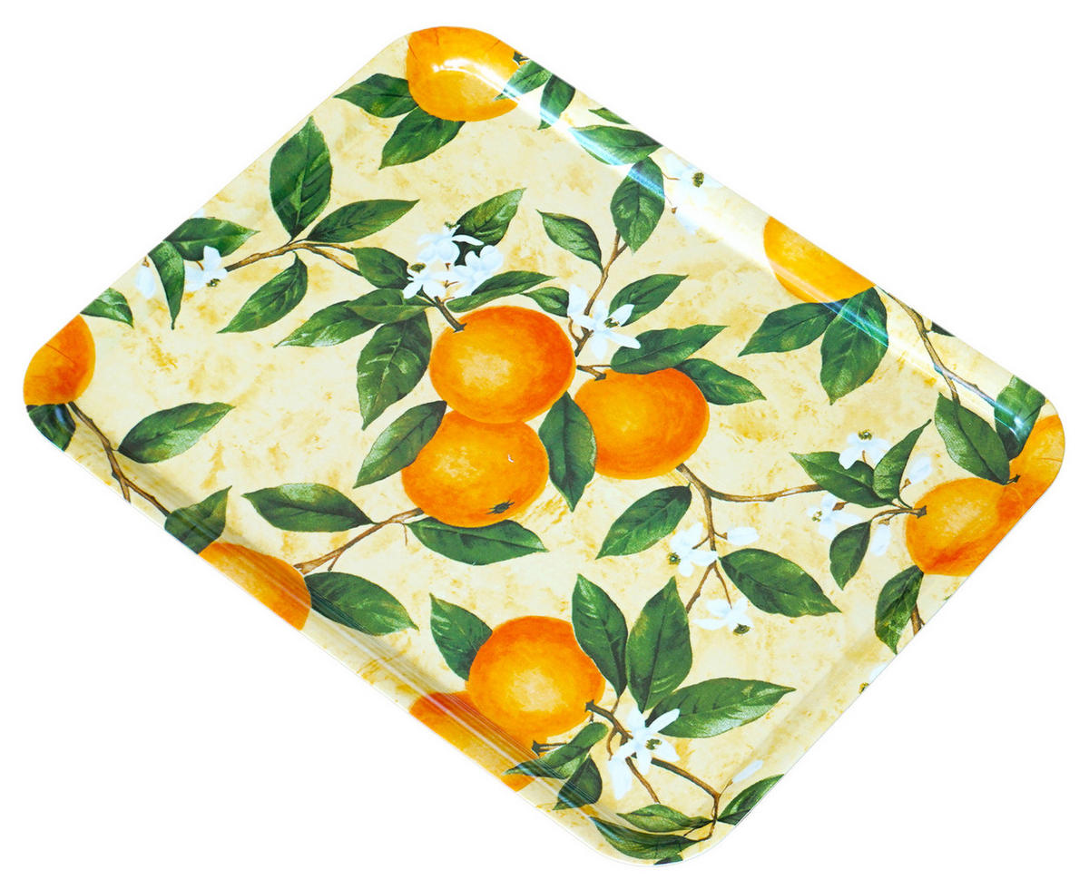TABLETT Orangenhain, rechteckige Melamin Serviertablett 50x37 cm - Orange, Kunststoff (37/2/50cm) - Lashuma
