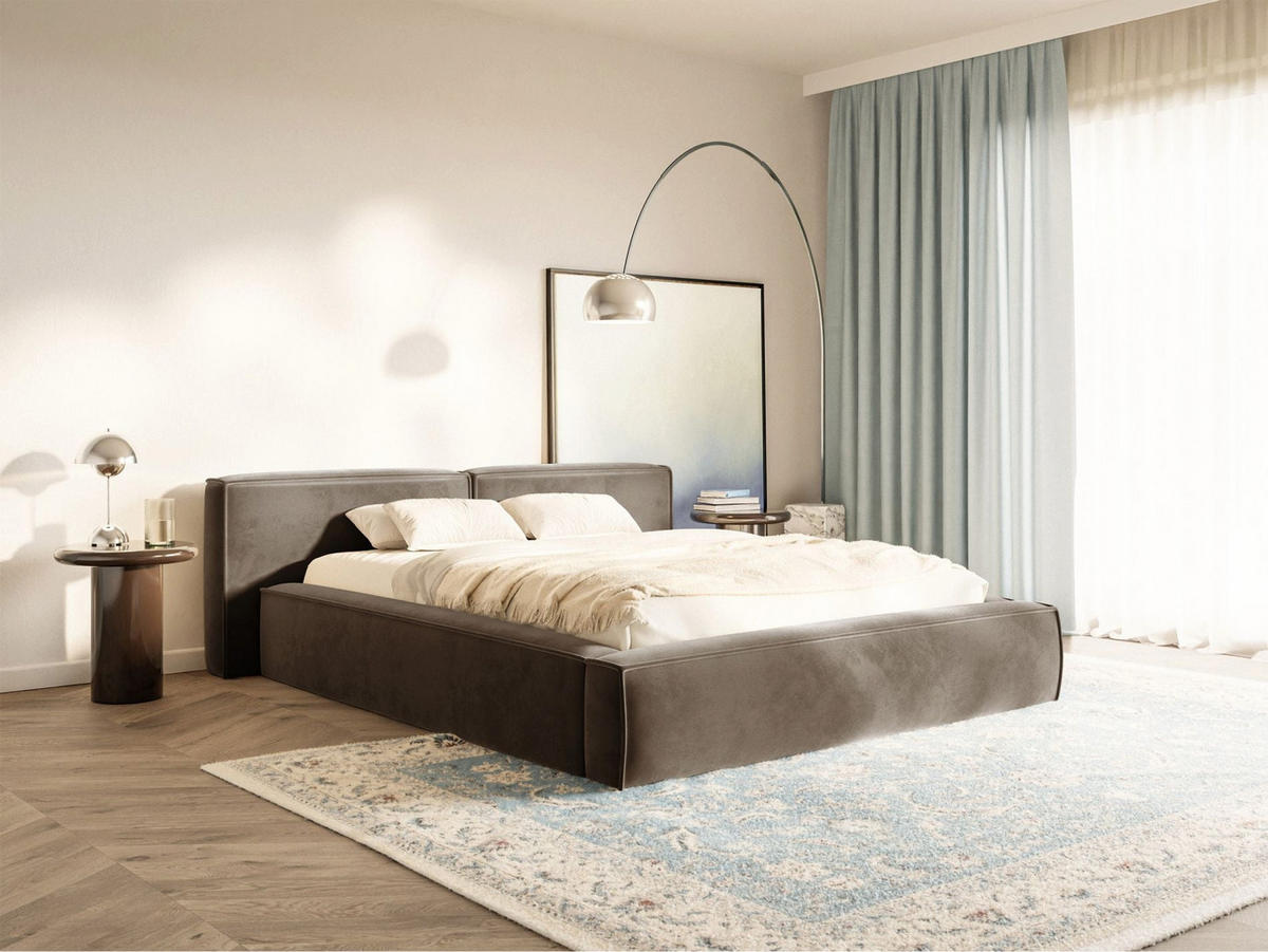 POLSTERBETT Tilves Low Hellbraun 200x200 cm - Hellbraun/Schwarz, Kunststoff/Textil (200/200cm) - Selsey