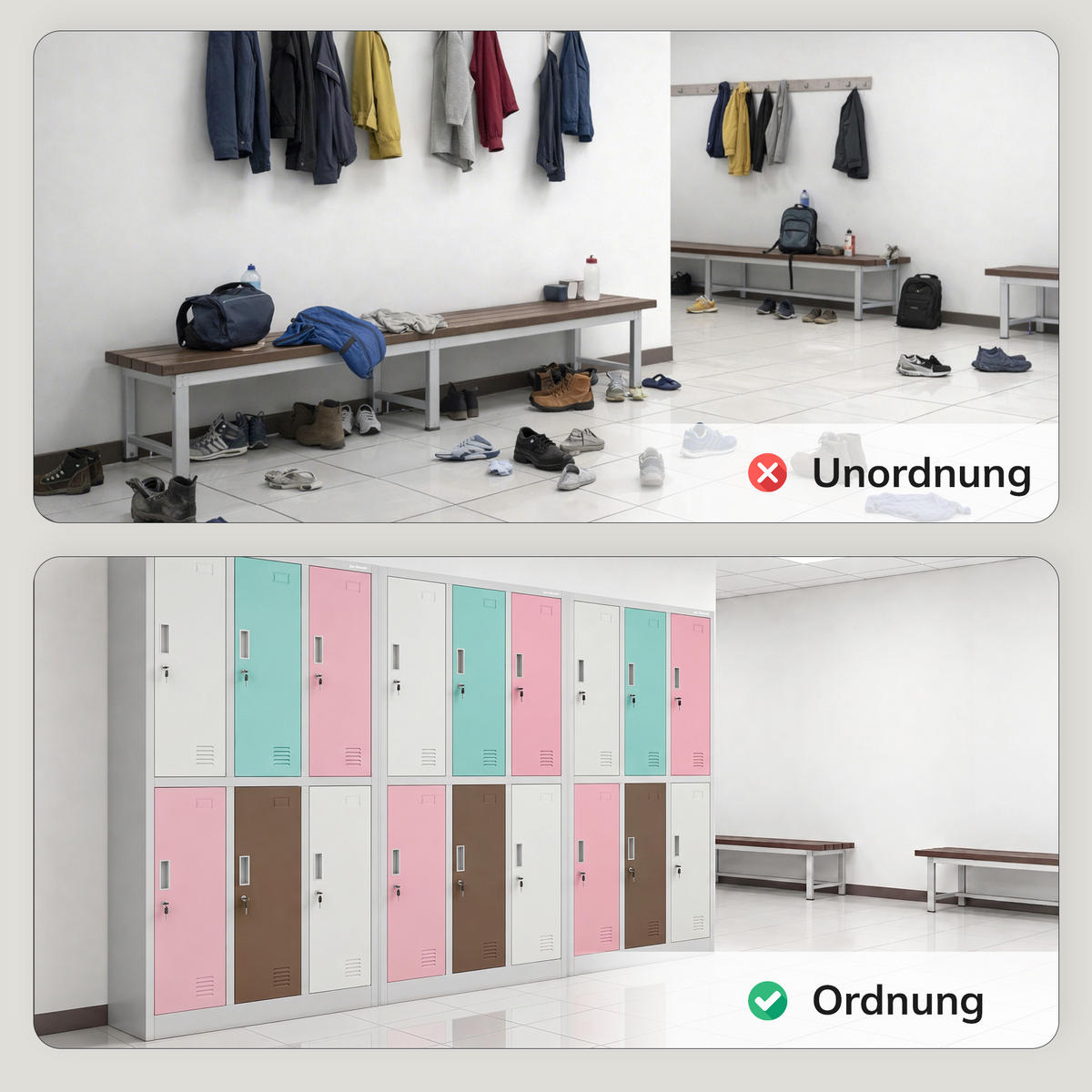 ARBEITSSCHUTZ-KLEIDERSCHRANK IGOR 185x90x45 cm - Pastellblau/Rosa, Metall (90/185/45cm) - Jan Nowak