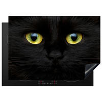 HERDABDECKPLATTE Katze - Augen - Gelb - Schwarz Herdabdeckung Induktionsfeld 75x52 cm - Schwarz, Kunststoff (75/52/0.2cm) - MuchoWow