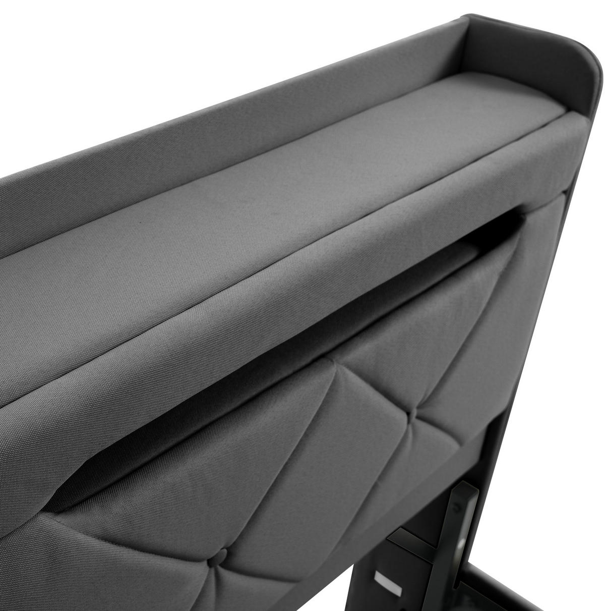 POLSTERBETT aus Leinen, Holz und Metall 140x190 cm Grau mit LED, USB-C und hydraulischem Bettkasten - Grau, Textil (140/190cm) - IVMEU