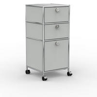 BÜRO-ROLLCONTAINER, Metall, 40 cm, 2 Schubladen + 1 Hängeregistratur, Lichtgrau - Chromfarben/Silberfarben, Metall (40/87.9/39.7cm) - Versee
