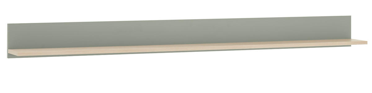 WANDBOARD in Salbei grün, Barista Eiche, Wandregal 170 x 15 cm - Salbeigrün/Eichefarben, Holzwerkstoff/Metall (170/15/17cm) - Furn.Design