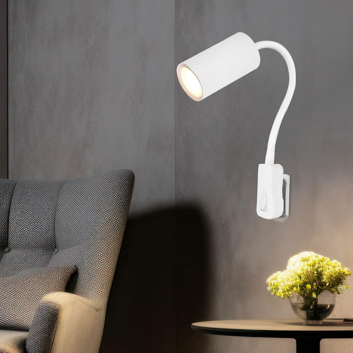 WANDLEUCHTE Flexo-Spot Metall Weiß - Weiß, Metall (5.5/43/5.5cm) - Globo Lighting