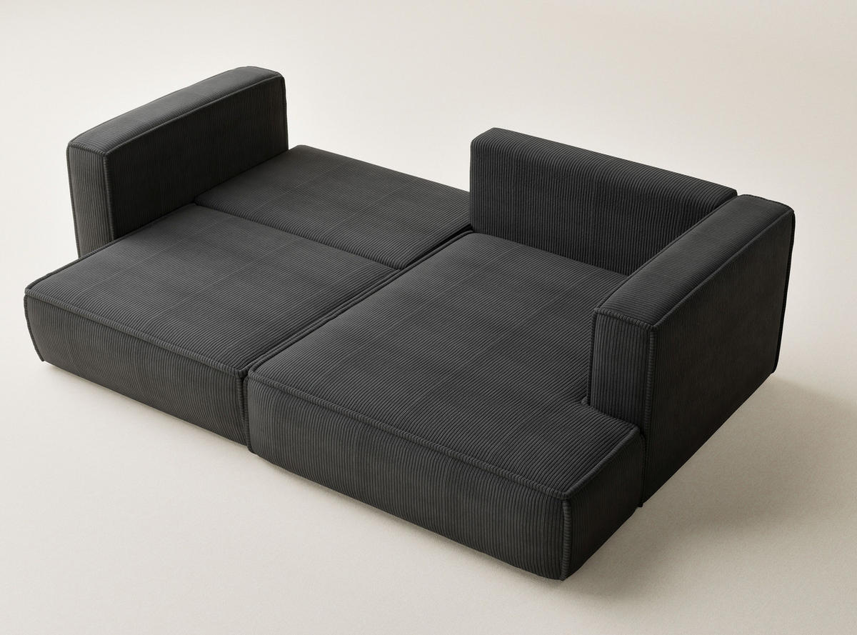 ECKSOFA MIT SCHLAFFUNKTION Velto Anthrazit Samtstoff - Anthrazit/Schwarz, Holz/Holzwerkstoff (250/152cm) - Maison de Reve