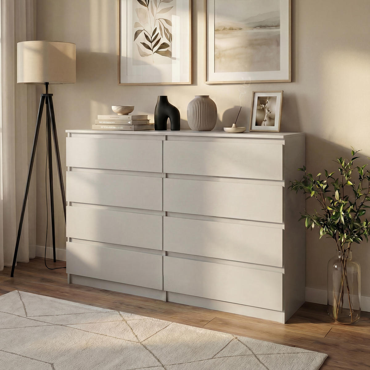 KOMMODE Lemon mit 8 Schubladen, 140 cm, Kaschmir - Kaschmir, Holzwerkstoff (140/101/39cm) - Beautysofa