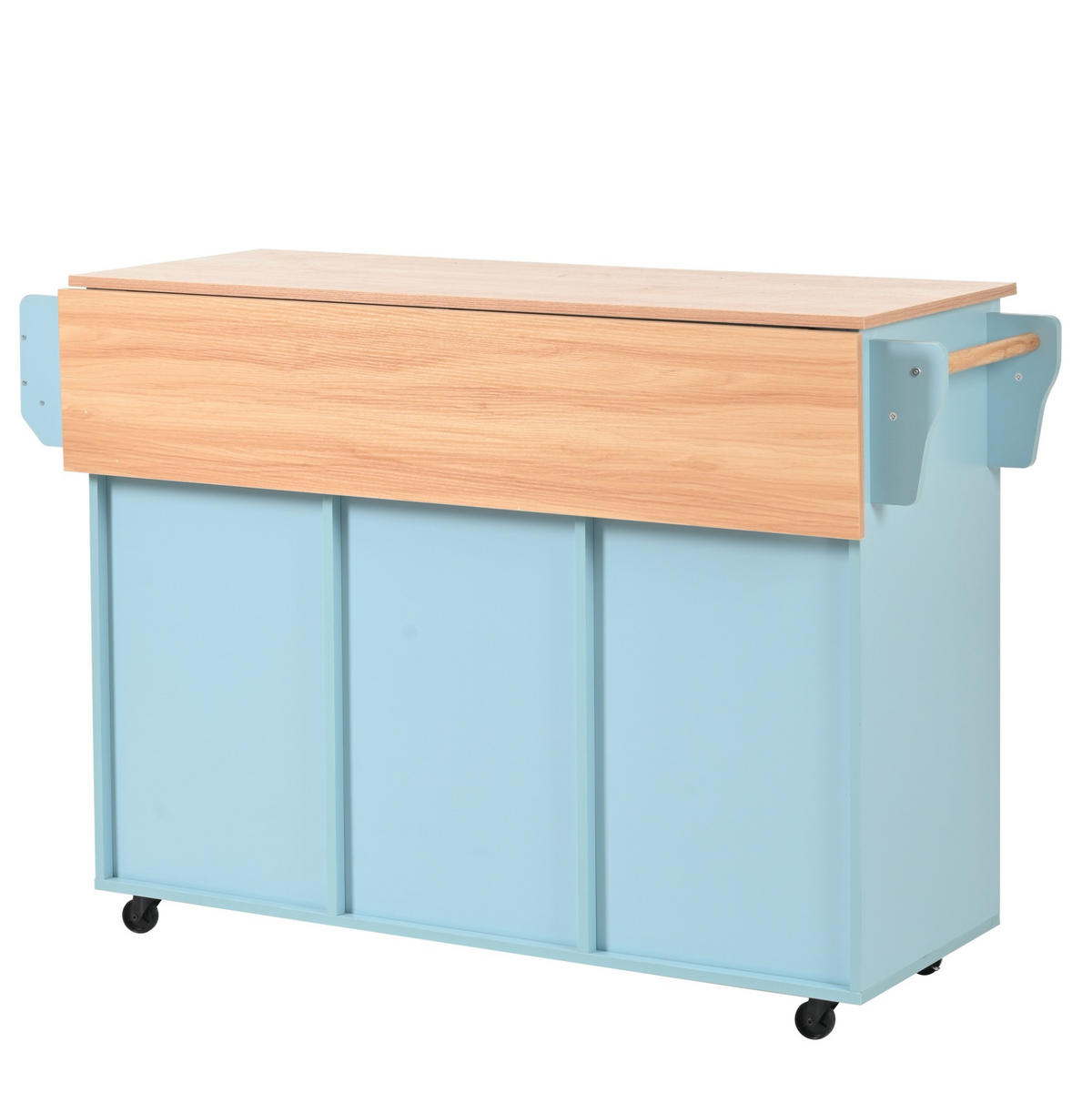 KÜCHENWAGEN 139/46(71)/91,5 cm in Blau mit klappbarer Platte und Rollen - Blau, Holzwerkstoff (139/91.5/46cm) - Flora Grace