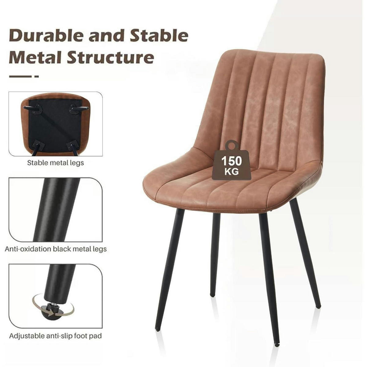 ESSZIMMERSTÜHLE 4er Set Kunstleder Braun mit weichen Kissen - Braun, Kunststoff (53/89/45cm)