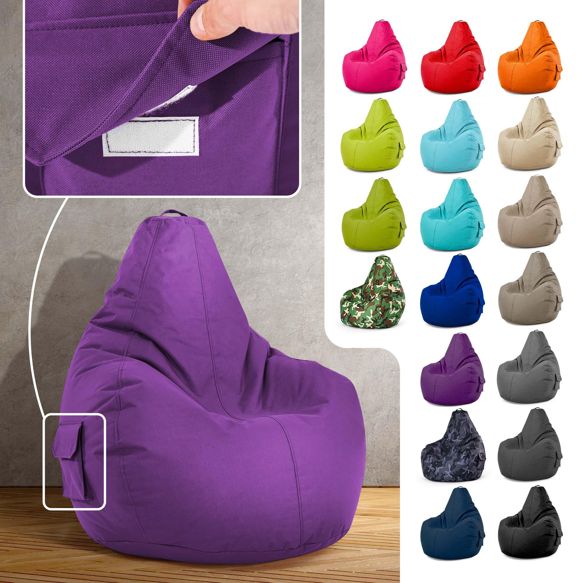 SITZSACK Lounge Chair "Cozy" 80x70x90cm - Lila, Textil (70/90/80cm) - Green Bean