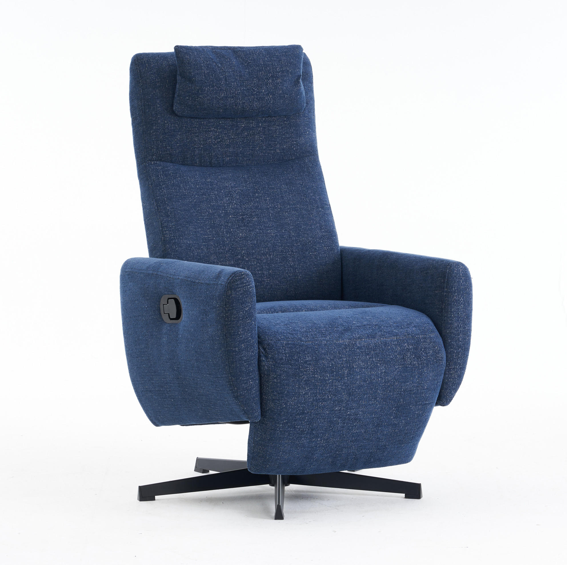RELAXSESSEL 67/80,5/110 cm mit Fußteil und 360°-Drehfunktion - Blau, Textil (80.5/110/67cm) - BEAOK