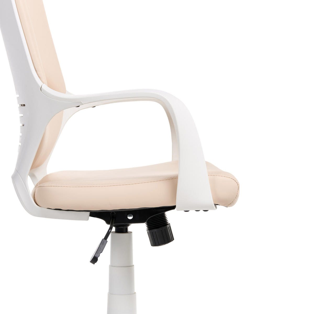 BÜROSTUHL Hellbeige Delight - Beige/Weiß, Kunststoff (64/116/64cm) - Beliani