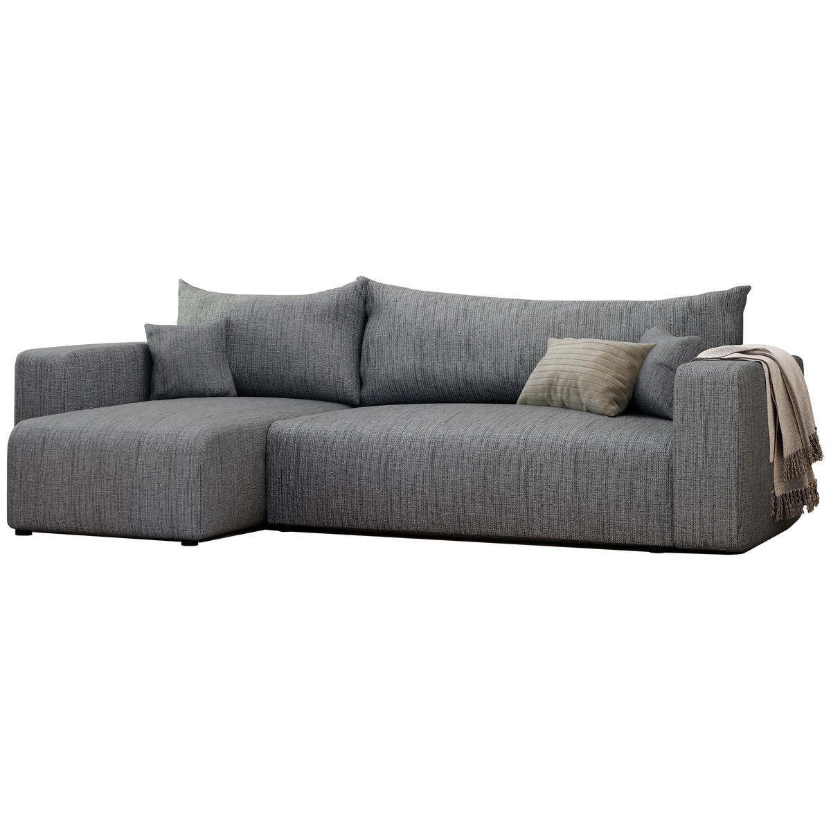 ECKSOFA Grau Webstoff mit Bettkasten - Grau, Textil (248/145cm) - Idohome