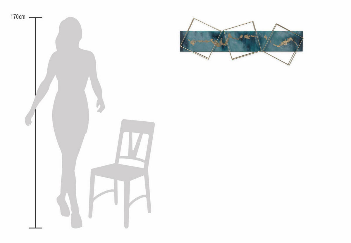 WANDDEKO Blau 120/40 cm - Blau, Metall (2.2/40/6cm) - KUNSTLOFT