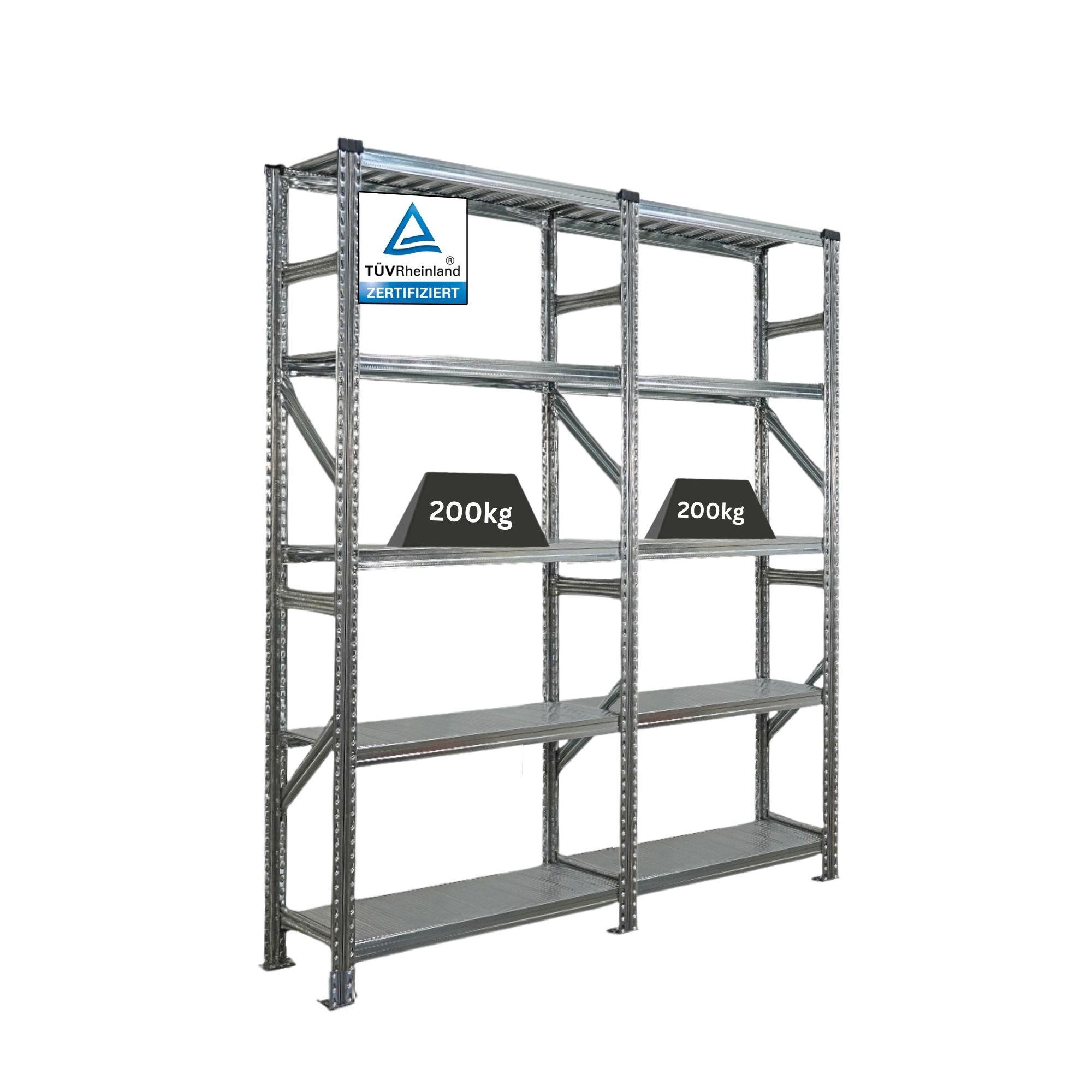 Proregal Fachbodenregal Silber 180x200x40 cm