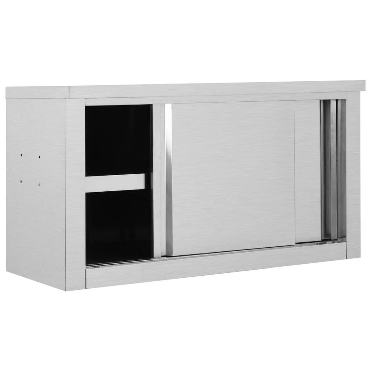WANDHÄNGESCHRANK Mit Schiebetüren 90/40/50 Cm Edelstahl - Silberfarben/Grau, Metall (40/50/90cm) - vidaXL