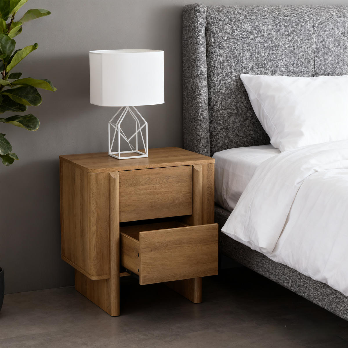 NACHTTISCH Modern im Nordischen Stil,Eichenfarben, Holz-Optik Eiche | B55 x T40 x H60 cm - Eichefarben, Holz (55/60/40cm) - Hometopia