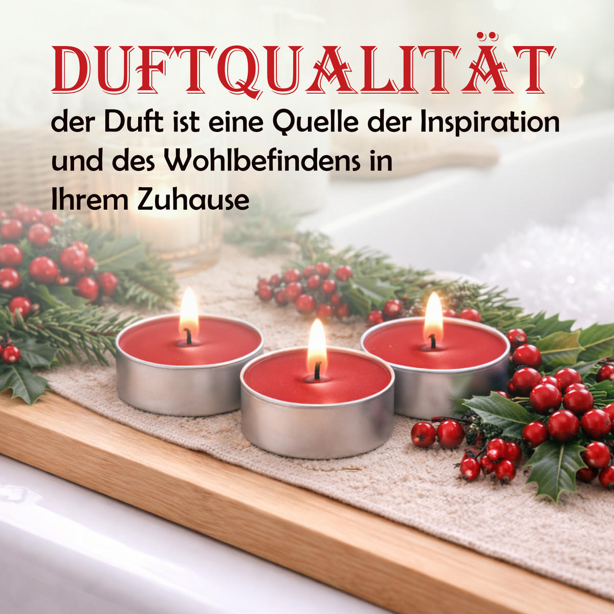 TEELICHT mit Duft - Cranberry - 36er Pack - Kirschrot, Naturmaterialien (4/1.5/4cm) - HS Candle