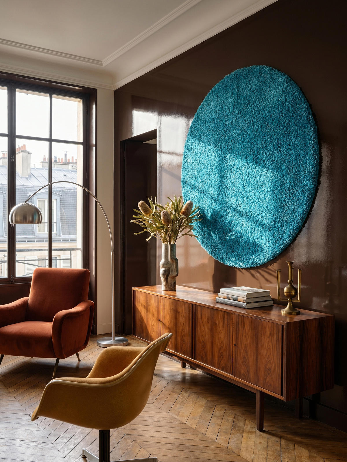 TEPPICH Hochflor Unifarben Polypropylen Wohnzimmer Shaggy Türkis Rund 120x120 - Blau, Textil (120/120cm) - KADIMA DESIGN