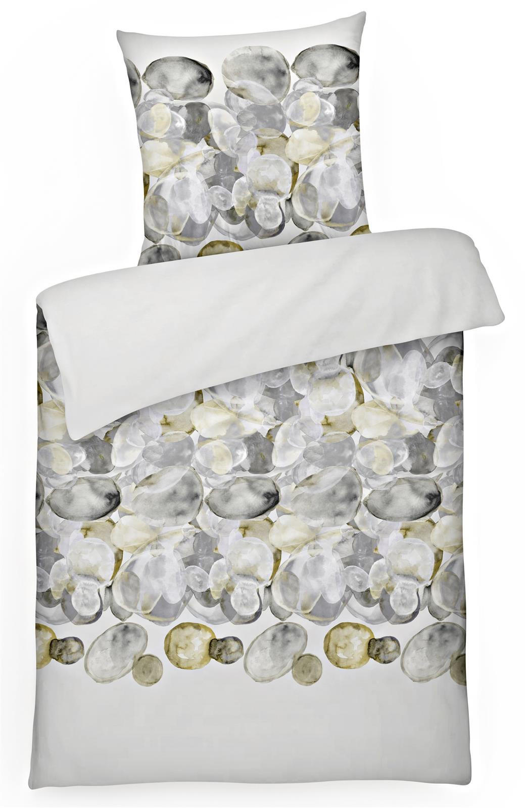 Carpe Sonno MAKO-SATIN-BETTWÄSCHE 135x200 Bettbezug Stein Muster Grau 100% Baumwolle