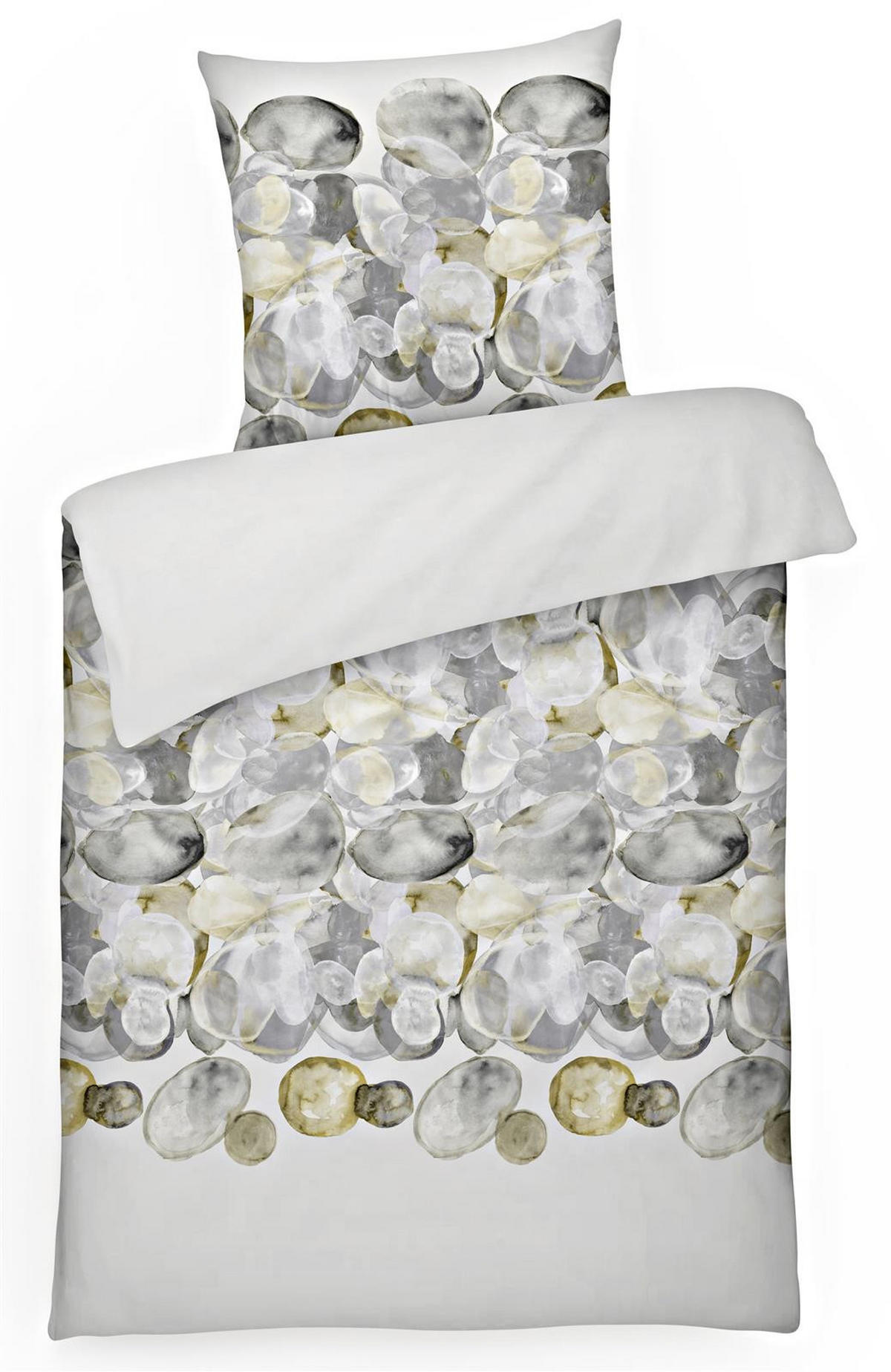 MAKO-SATIN-BETTWÄSCHE 135x200 Bettbezug Stein Muster Grau 100% Baumwolle - Made in Germany - Multicolor, Textil (135/200cm) - Carpe Sonno