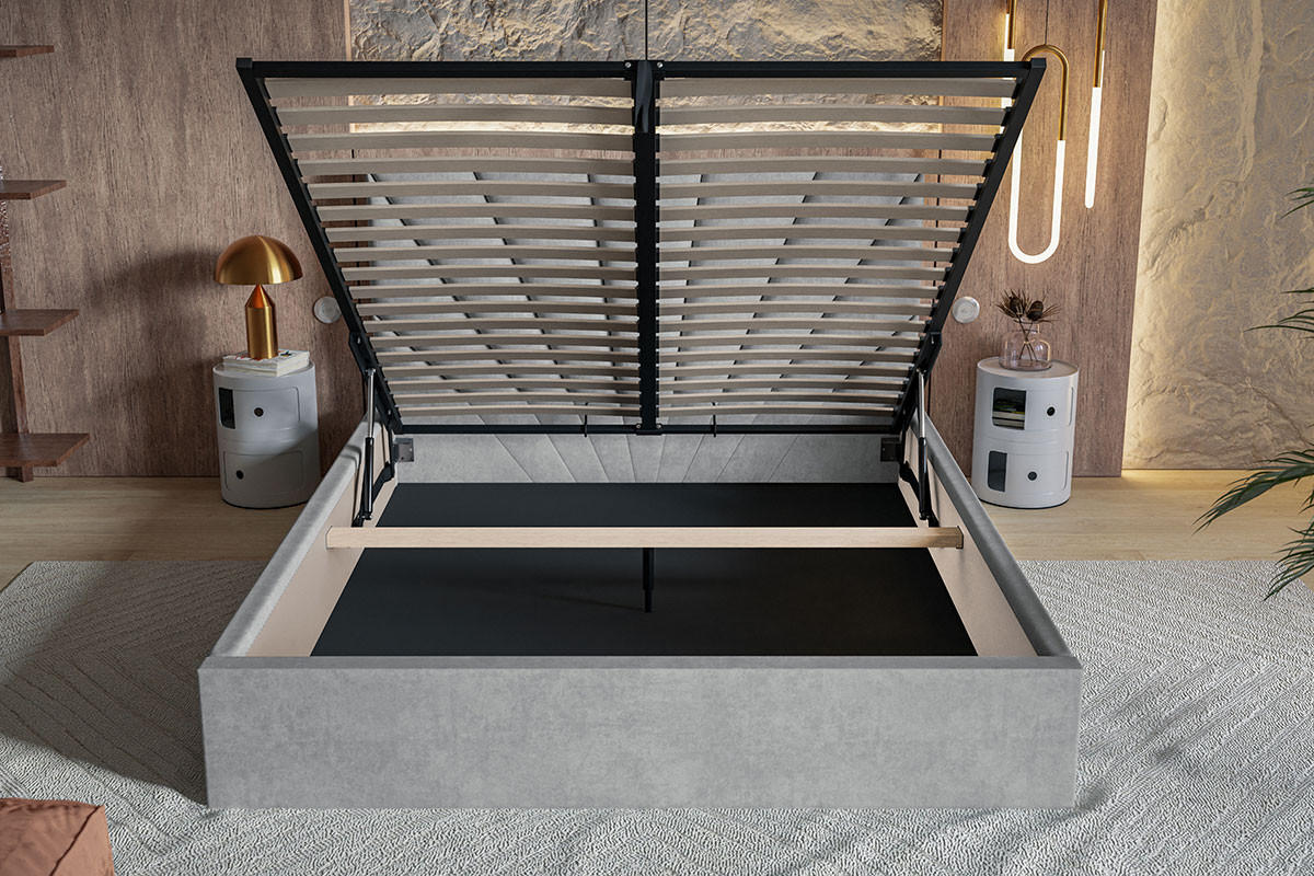 POLSTERBETT 200 x 200 cm Aris, Bettkasten, Metall Lattenrost, Dunkelgrau - Dunkelgrau, Holz/Textil (200/200cm) - Emporius